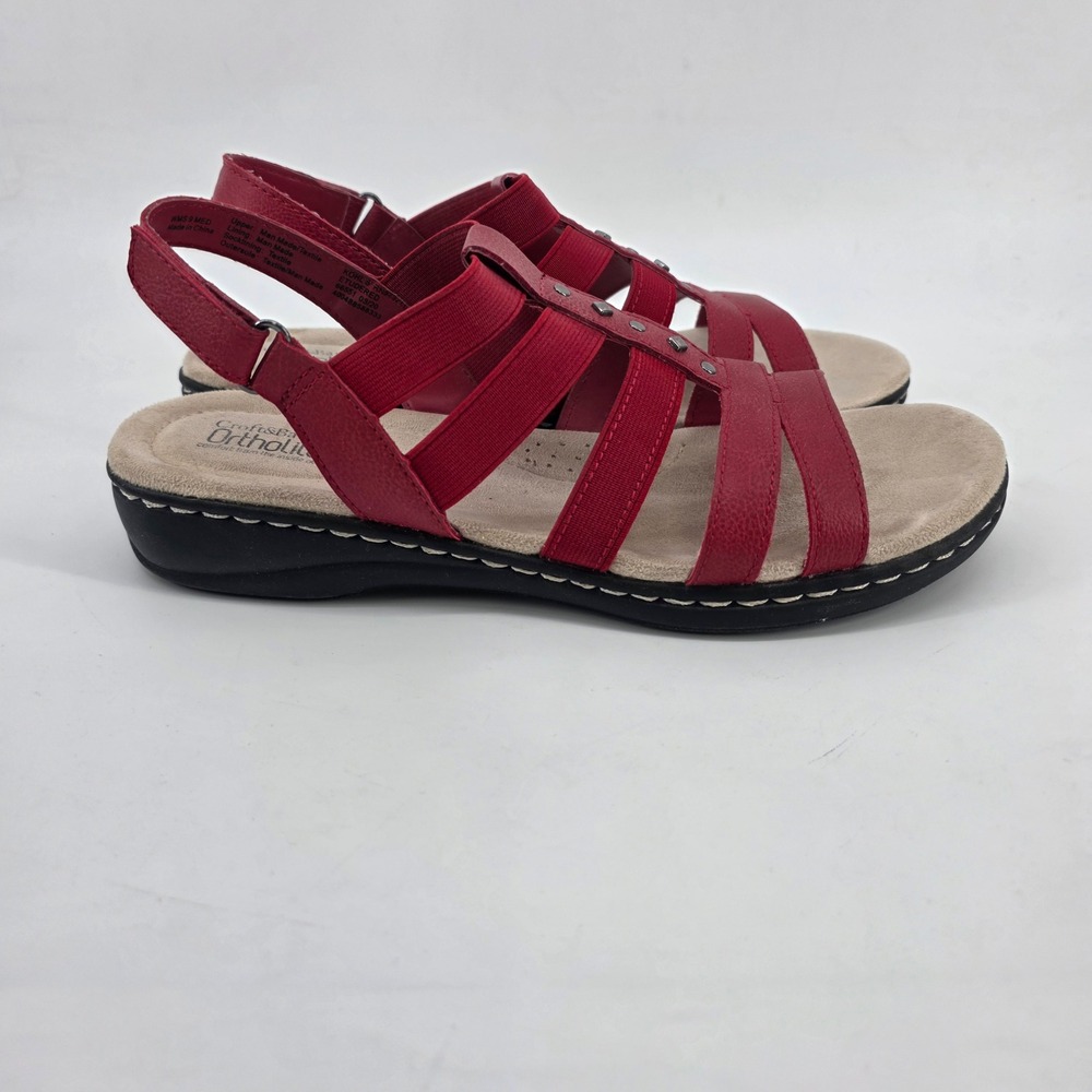 Croft & Barrow Etude Red Ortholite Strappy Studded Comfort Slingback Sandals 9